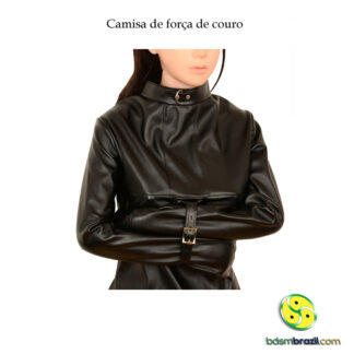 Camisa de força de couro preto