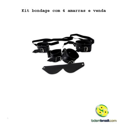 Kit bondage com 4 amarras e uma venda