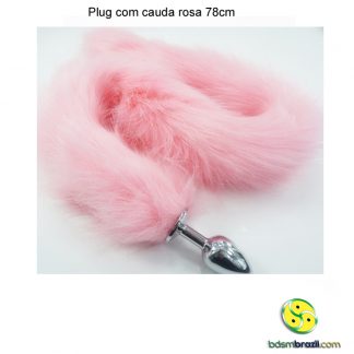 Plug com cauda rosa 78cm