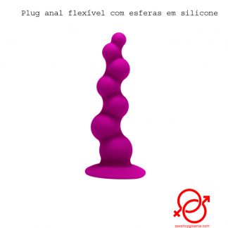 Plug anal flexivel com esferas em silicone