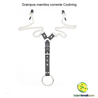 Grampos mamilos corrente cockring