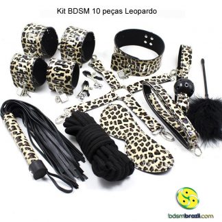 Kit BDSM 10 peças Leopardo
