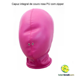 Capuz integral de couro rosa PU com zipper