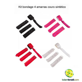 Kit bondage 4 amarras couro sintético