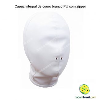 Capuz integral de couro branco PU com zipper