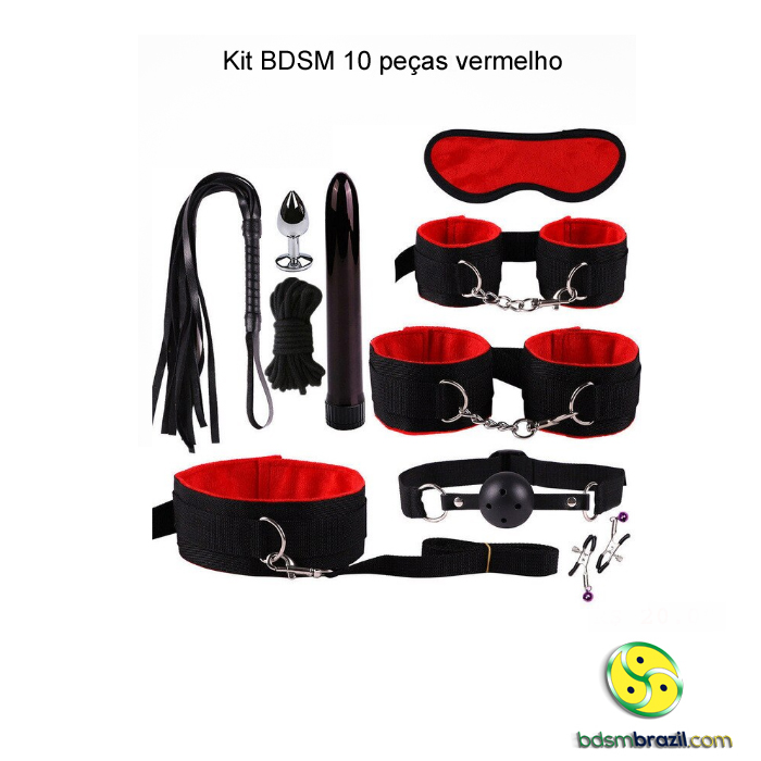 Kit BDSM 10 peças vermelho - BDSM Brazil
