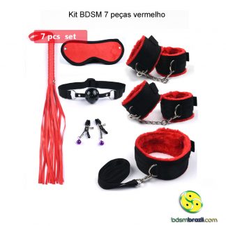 Kit BDSM 7 peças vermelho
