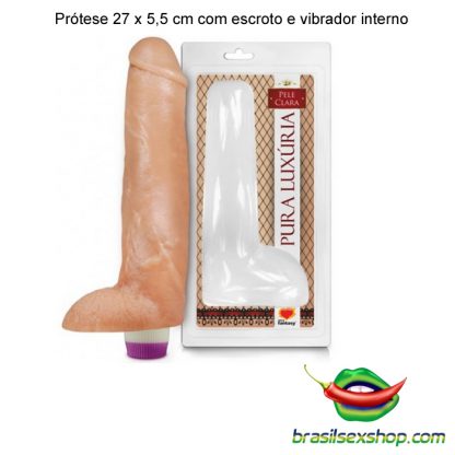 Prótese 27 x 5,5 cm com escroto e vibrador interno