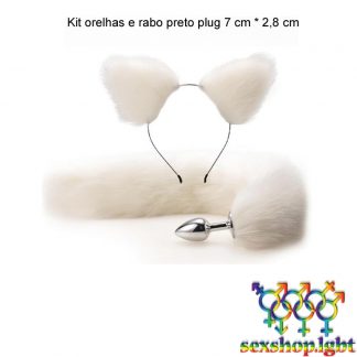 Kit orelhas e rabo branco plug 7 cm * 2,8 cm
