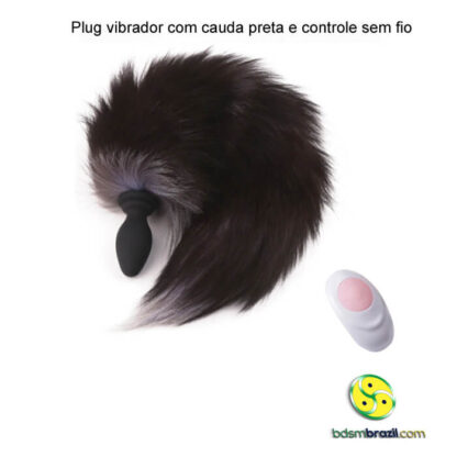 Plug vibrador com cauda preta e controle sem fio - Imagem 3