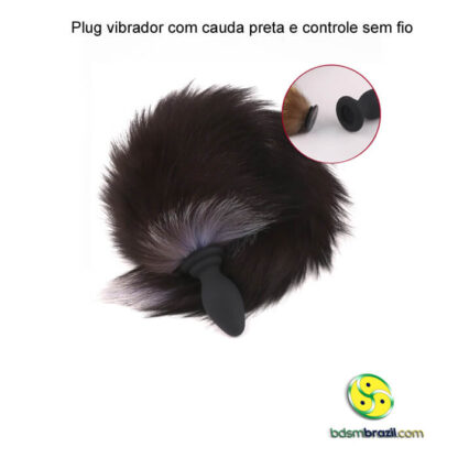 Plug vibrador com cauda preta e controle sem fio - Imagem 5