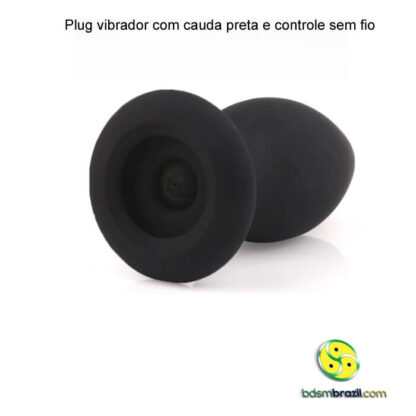 Plug vibrador com cauda preta e controle sem fio - Imagem 6