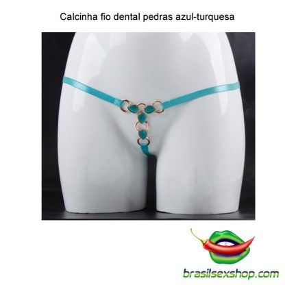 Calcinha fio dental pedras azul-turquesa - Image 2