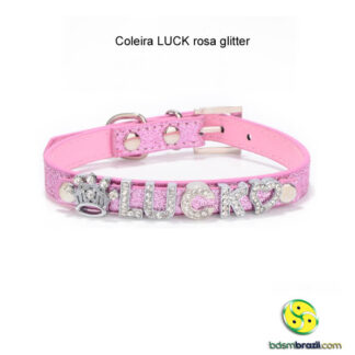 Coleira LUCK rosa glitter