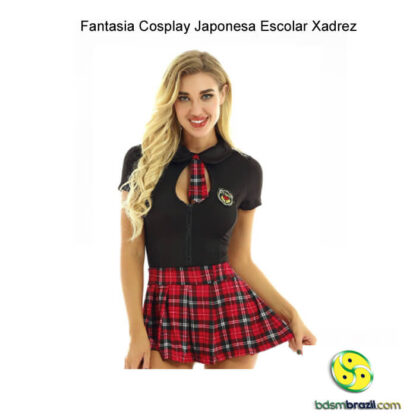 Fantasia Cosplay Japonesa Escolar Xadrez