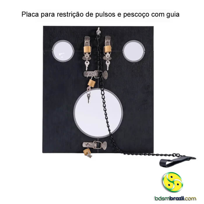 Placa Para Restrição De Pulsos E Pescoço Com Guia Bdsm Brazil