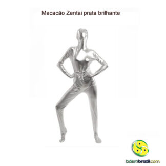 Macacão Zentai prata brilhante
