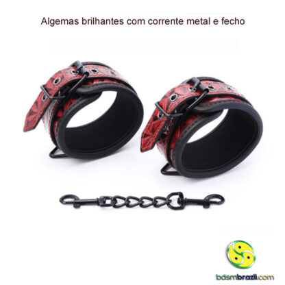 Algemas brilhantes com corrente metal e fecho - Imagem 5