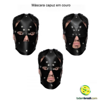 Máscara capuz em couro