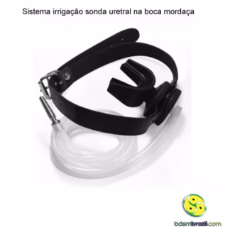 Sistema irrigação sonda uretral na boca mordaça