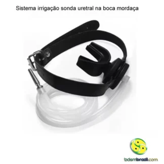 Sistema irrigação sonda uretral na boca mordaça
