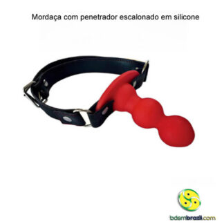 Mordaça com penetrador escalonado em silicone